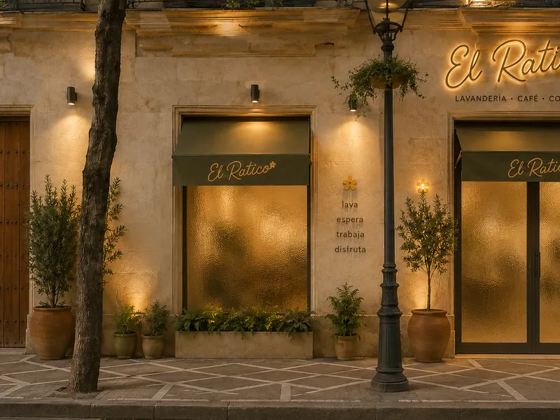 Fachada de El Ratico, lavandería, café y coworking