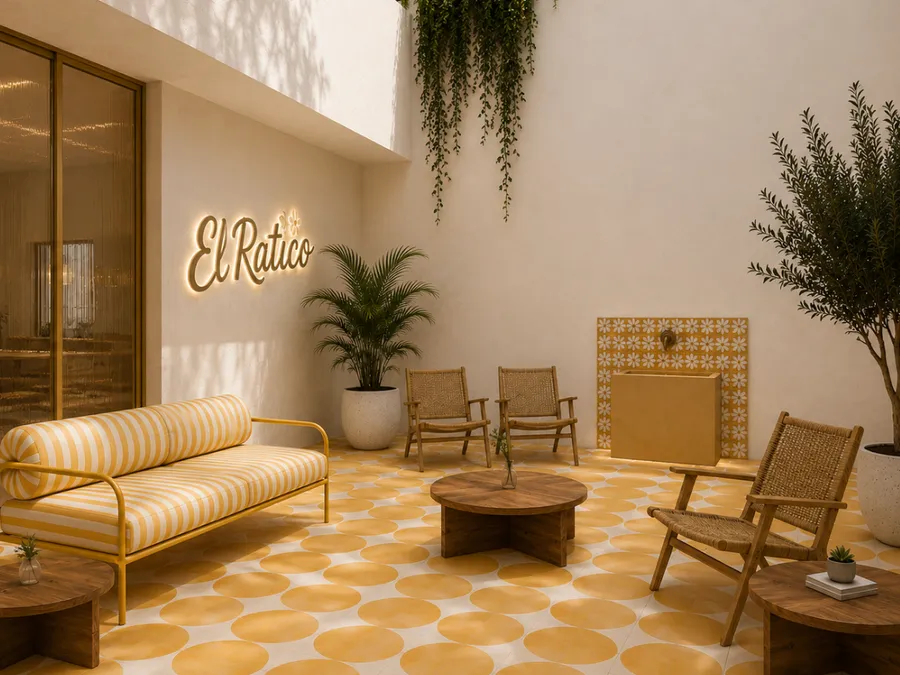 Pared de lavadoras y secadoras en amarillo, proyecto El Ratico